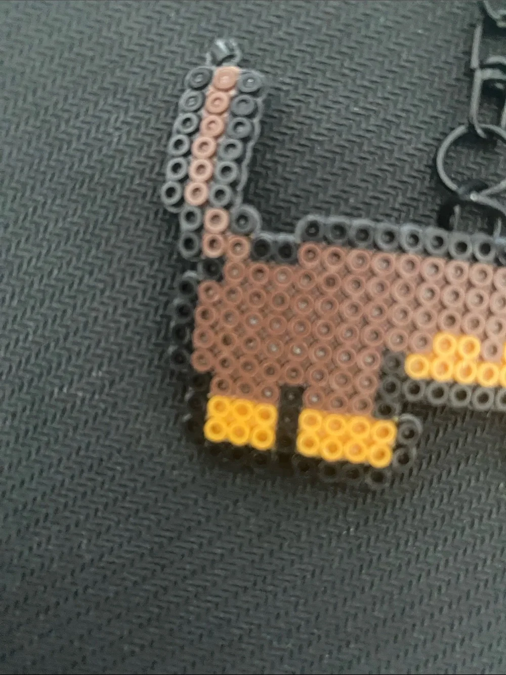 Handmade Brown & Yellow Dachshund Keychain - Dog Accessory